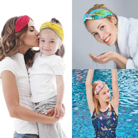 AHONEY solid blue headband comfortable all-day wear.