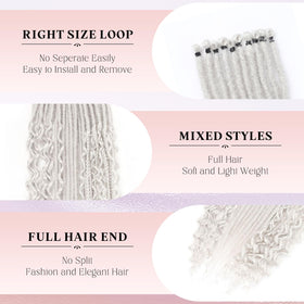 Ahrencan silver grey dreadlock extensions boho mixed 24in festival-ready