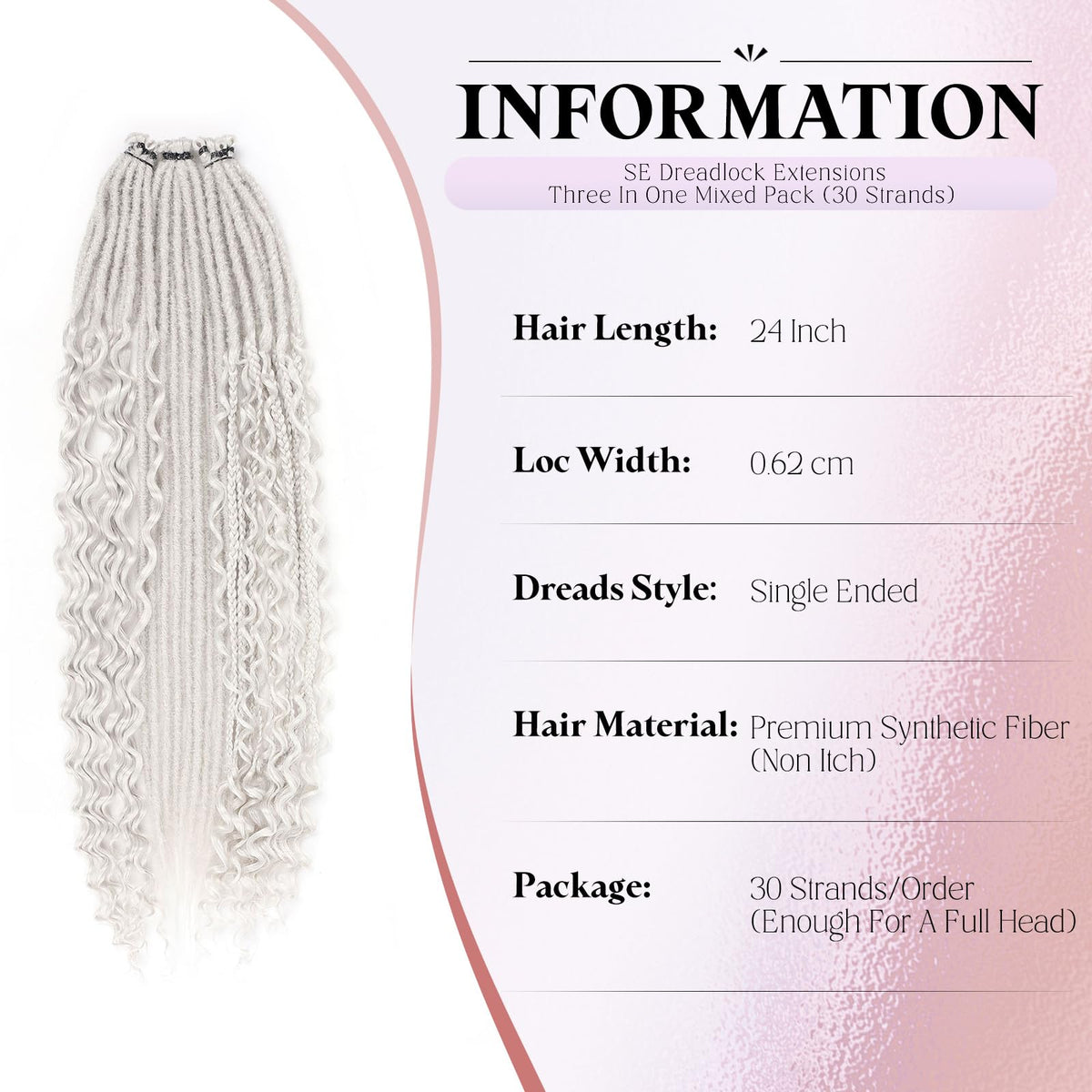 Length example of Ahrencan dreadlock extensions at 24 inches