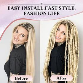 Close-up of packaging showing 30 strands in the Ahrencan dreadlock set
