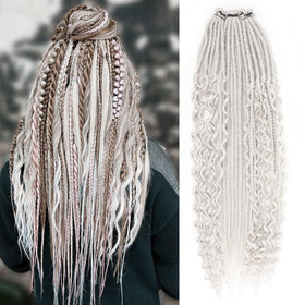Ahrencan silver grey dreadlock extensions straight 24in for everyday styling