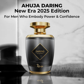 AHUJA Daring bottle side view, sleek masculine silhouette for daily wear.
