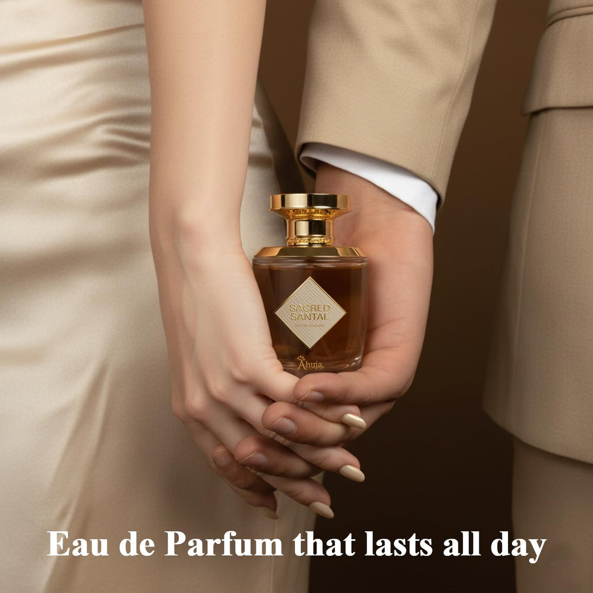 AHUJA Sacred Santal sandalwood base creates warm, grounding aroma throughout the day.