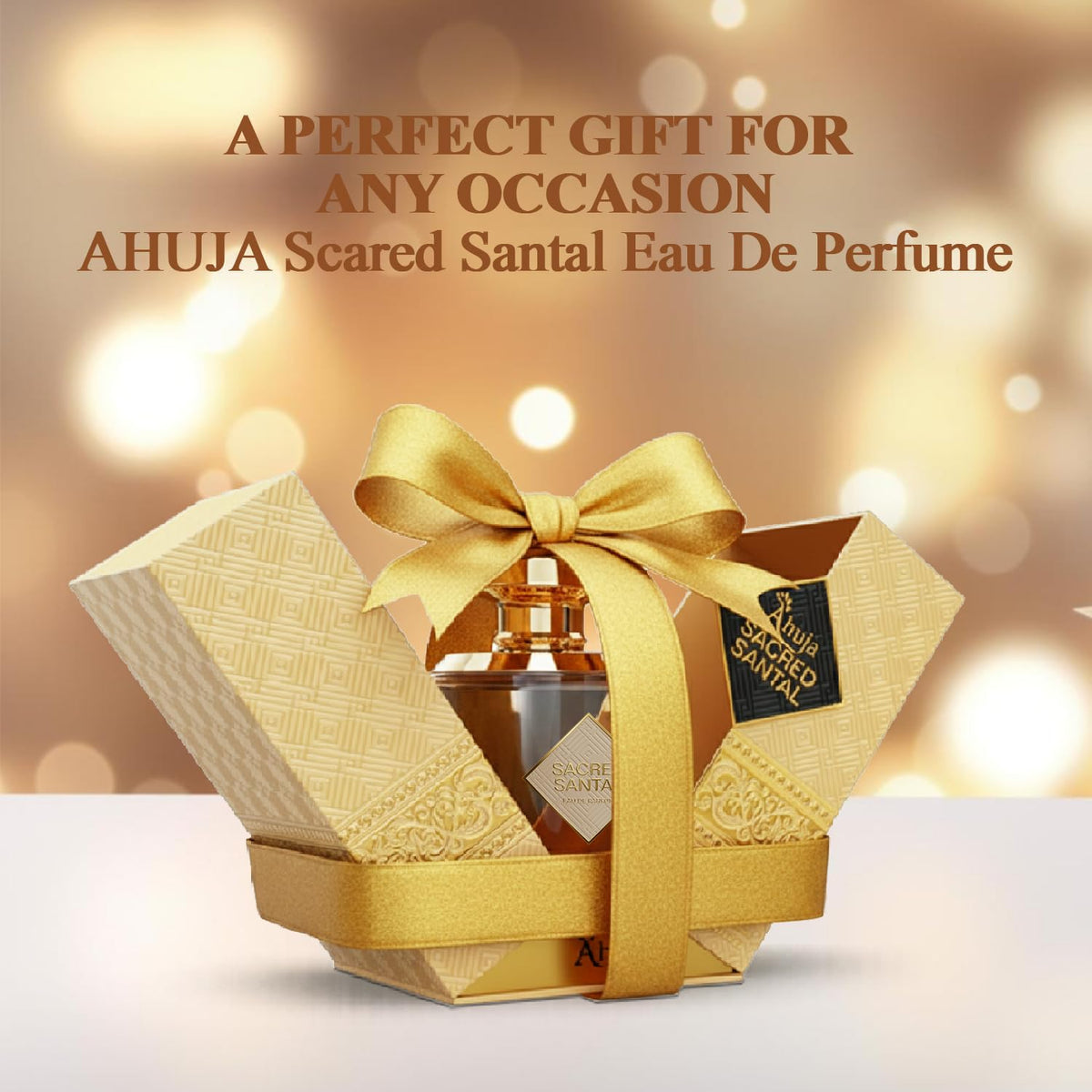 AHUJA Sacred Santal unisex perfume portrait suitable for any gender.
