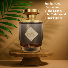 AHUJA Sacred Santal wrist application captures spicy cardamom for a bold moment.