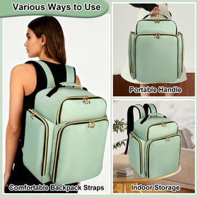 ahzske nail polish organizer backpack golden zippers for durability and style