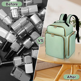 ahzske nail polish organizer backpack wide opening for easy access to supplies