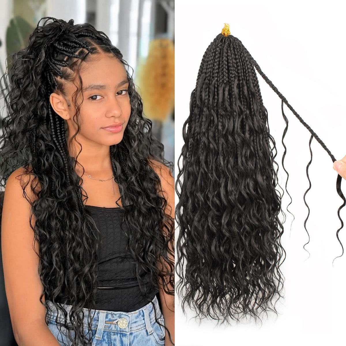 AIBEO Goddess Box Braids 24 inch on display, natural look and durability.