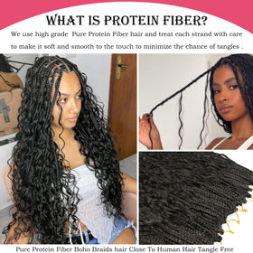 Close-up of protein fiber texture in AIBEO Goddess Box Braids