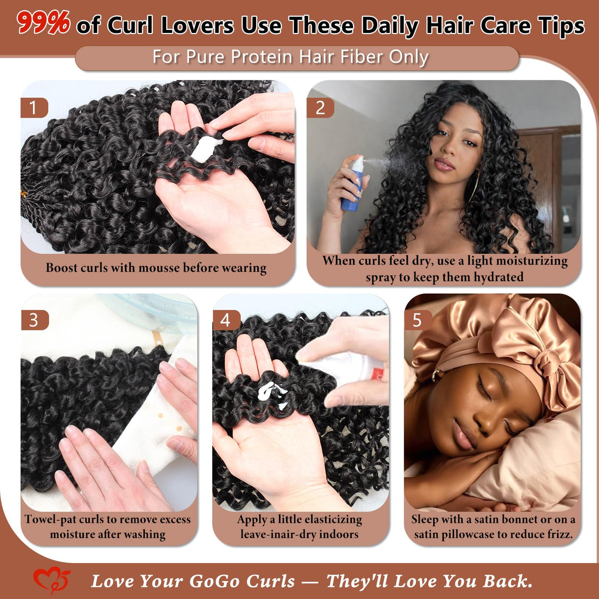 Soft silky fiber feel highlights smooth movement in AIBEO GoGo Curl.