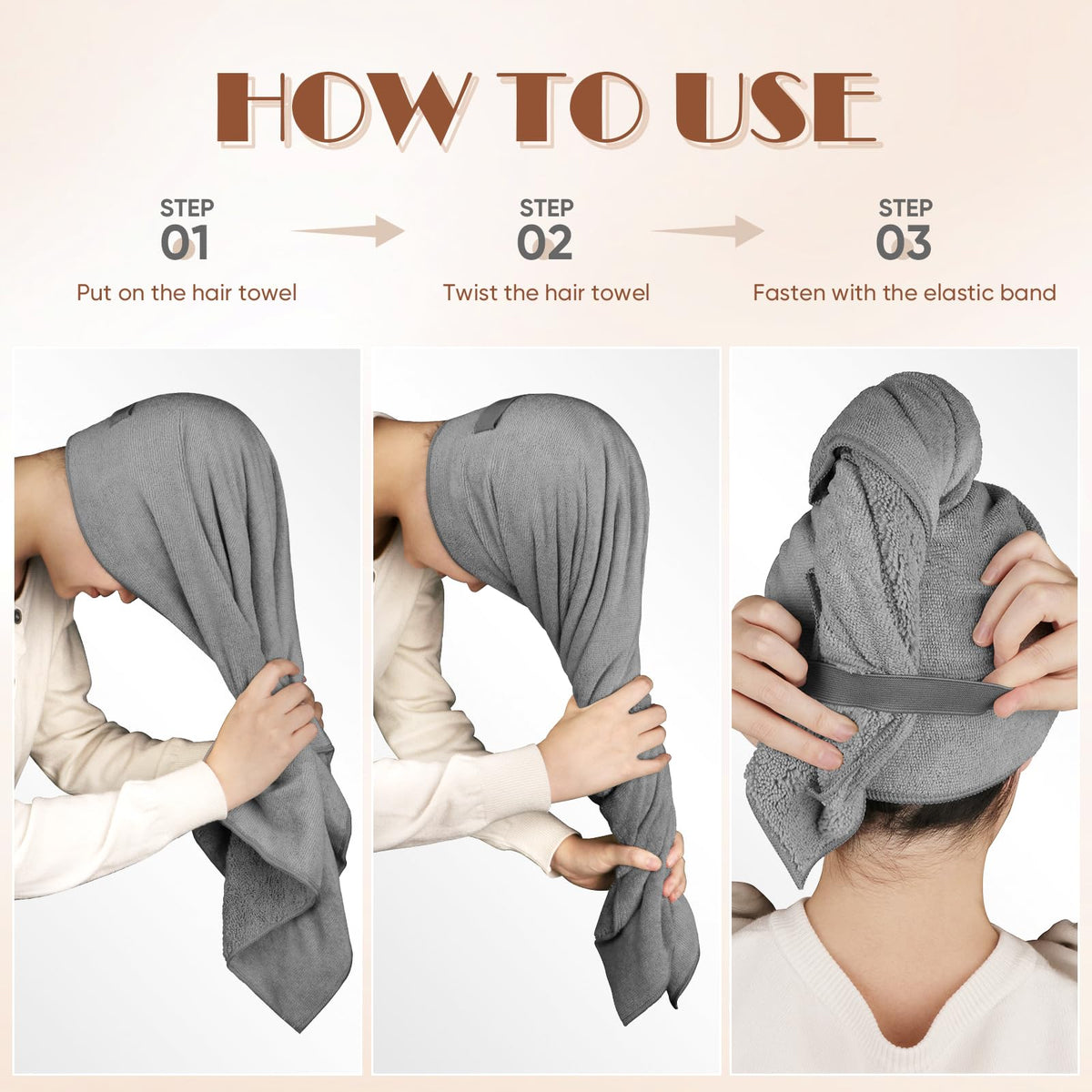 AIDEA towel suits all hair types, from curly to straight.