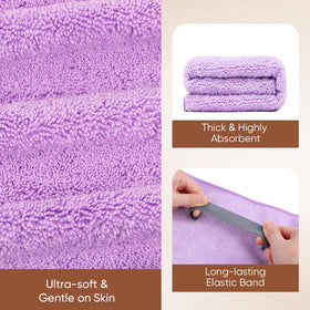 AIDEA microfiber towel fully wraps long hair for thorough drying.