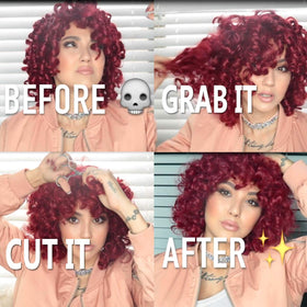 AIDUSA half-wig with curly bangs on a soft, breathable cap.
