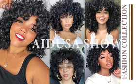 AIDUSA wig kit includes elastic cap and powder puff.
