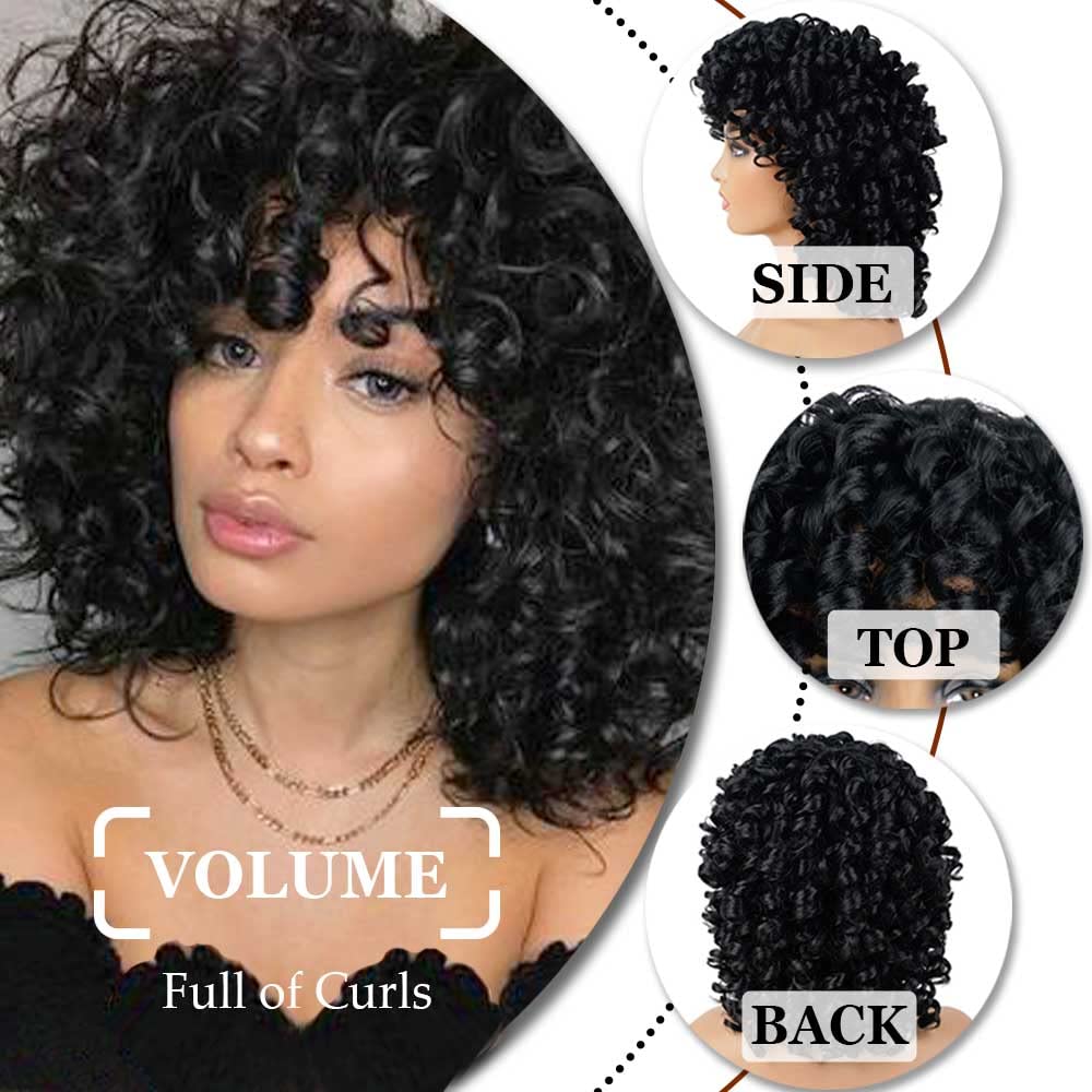 AIDUSA synthetic wig with 150 percent density for full curls.