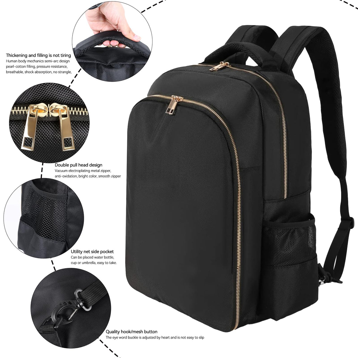 AIHOPESTO barber bag with gold zipper adds a stylish professional touch.