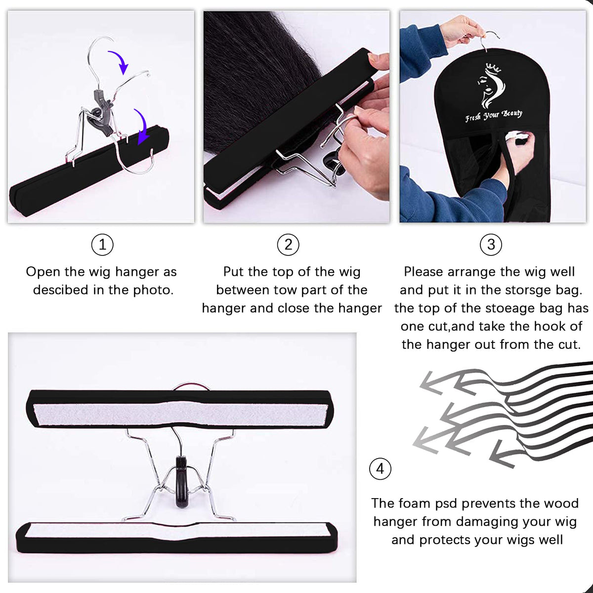 Long hair extensions stored neatly to prevent tangles.
