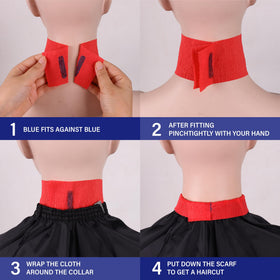 AIHOPESTO neck strip in use, stretched to fit a thick barber neck