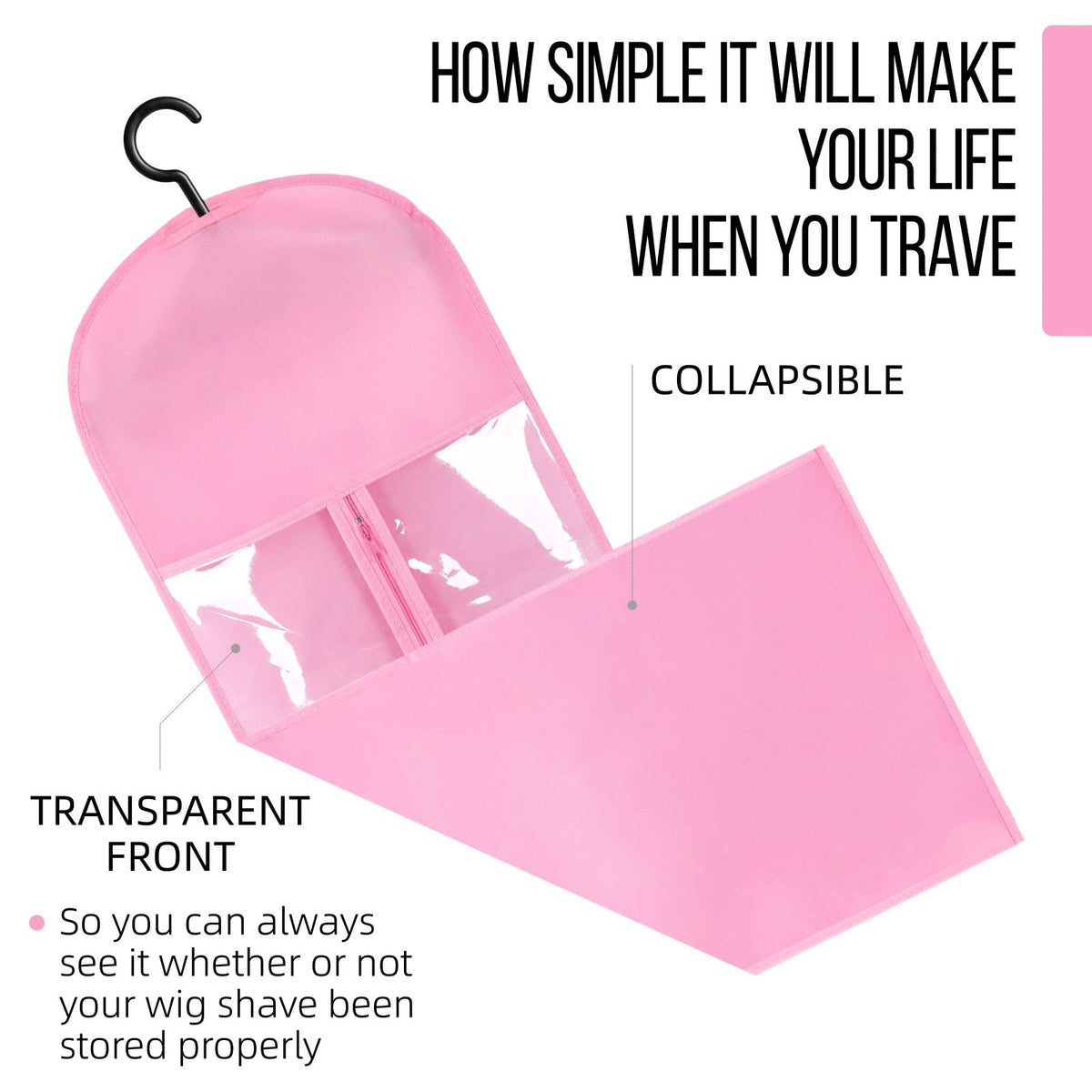 AIHOPESTO pink wig storage solution preserves look between uses.