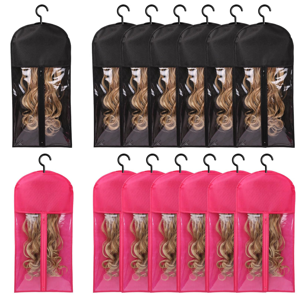 AIHOPESTO wig bag black six-pack keeps wigs organized and protected.