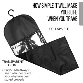 AIHOPESTO wig bags with hanger, side view in purple, protects against moisture while stored.