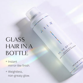 AIIR Shine Spray gloss finish on hair to enhance color and shine.
