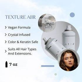 AIIR Texture Spray applied on hair adds lift and gritty texture