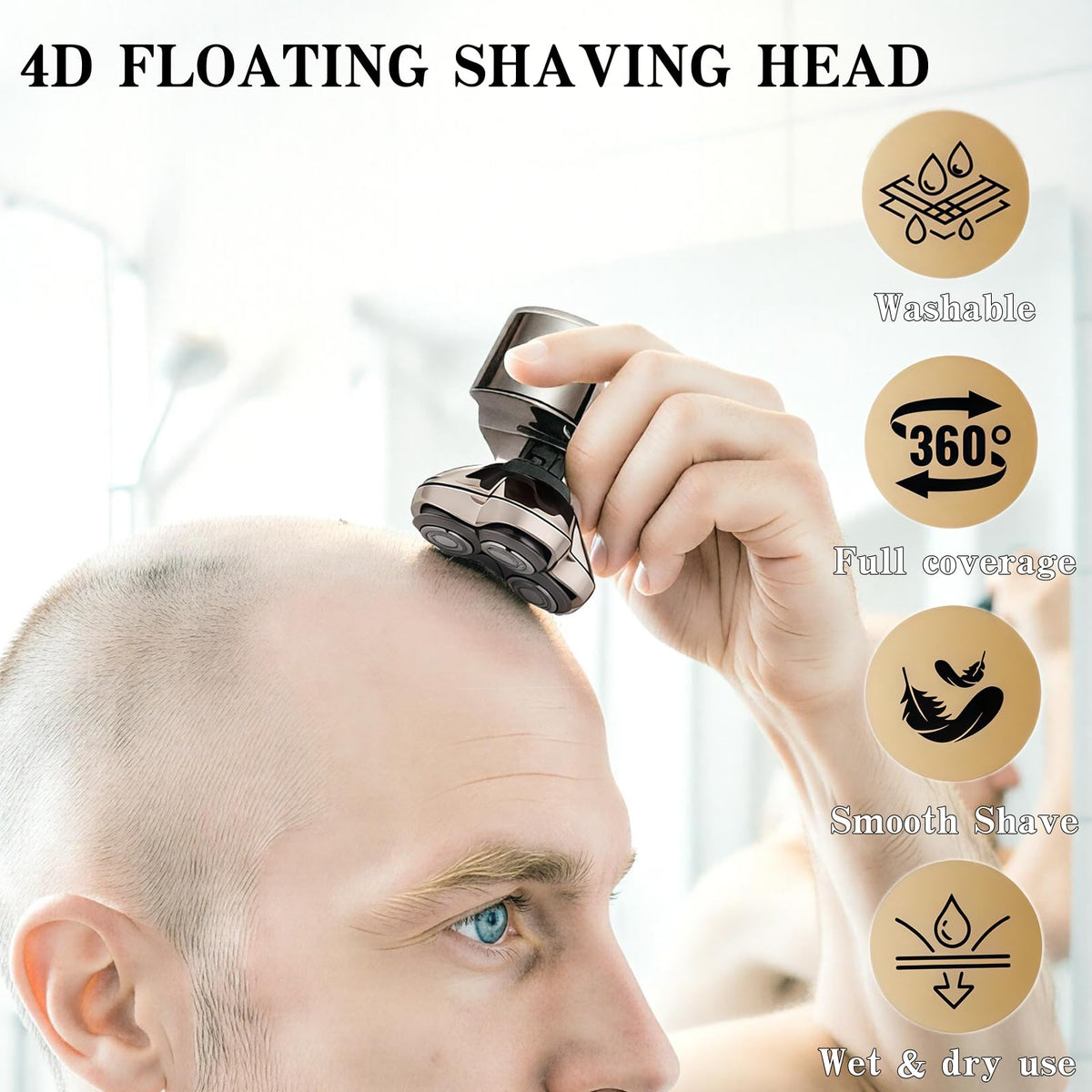 AIJALY 4-head shaver front view emphasizes ergonomic design for precise grooming.