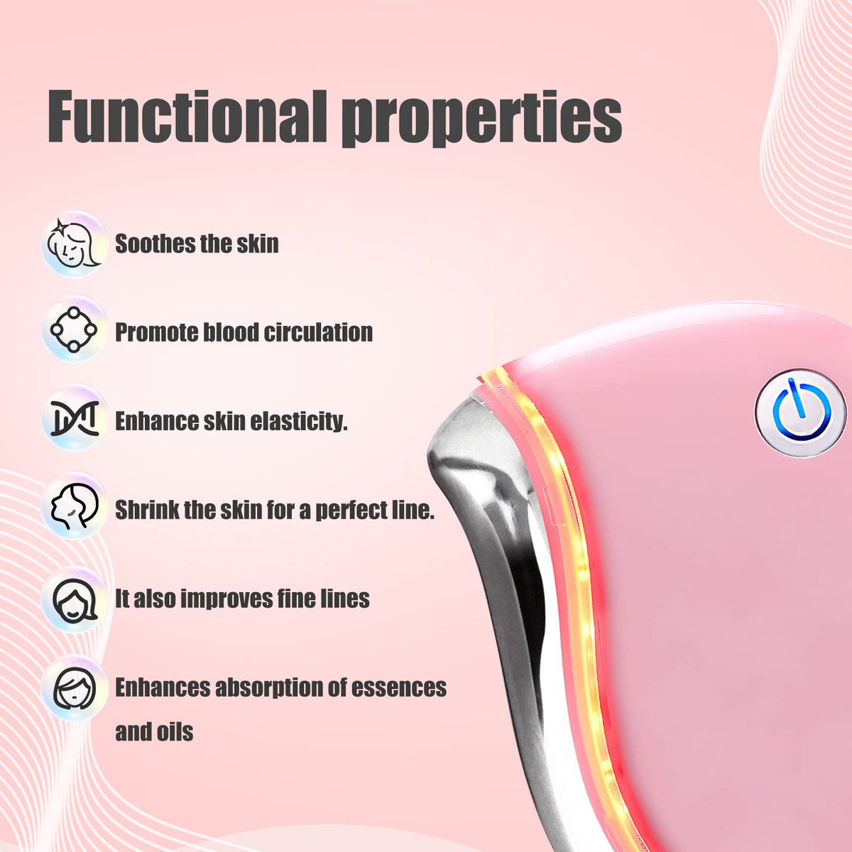 Ergonomic curve design enables smooth glide along jawline.