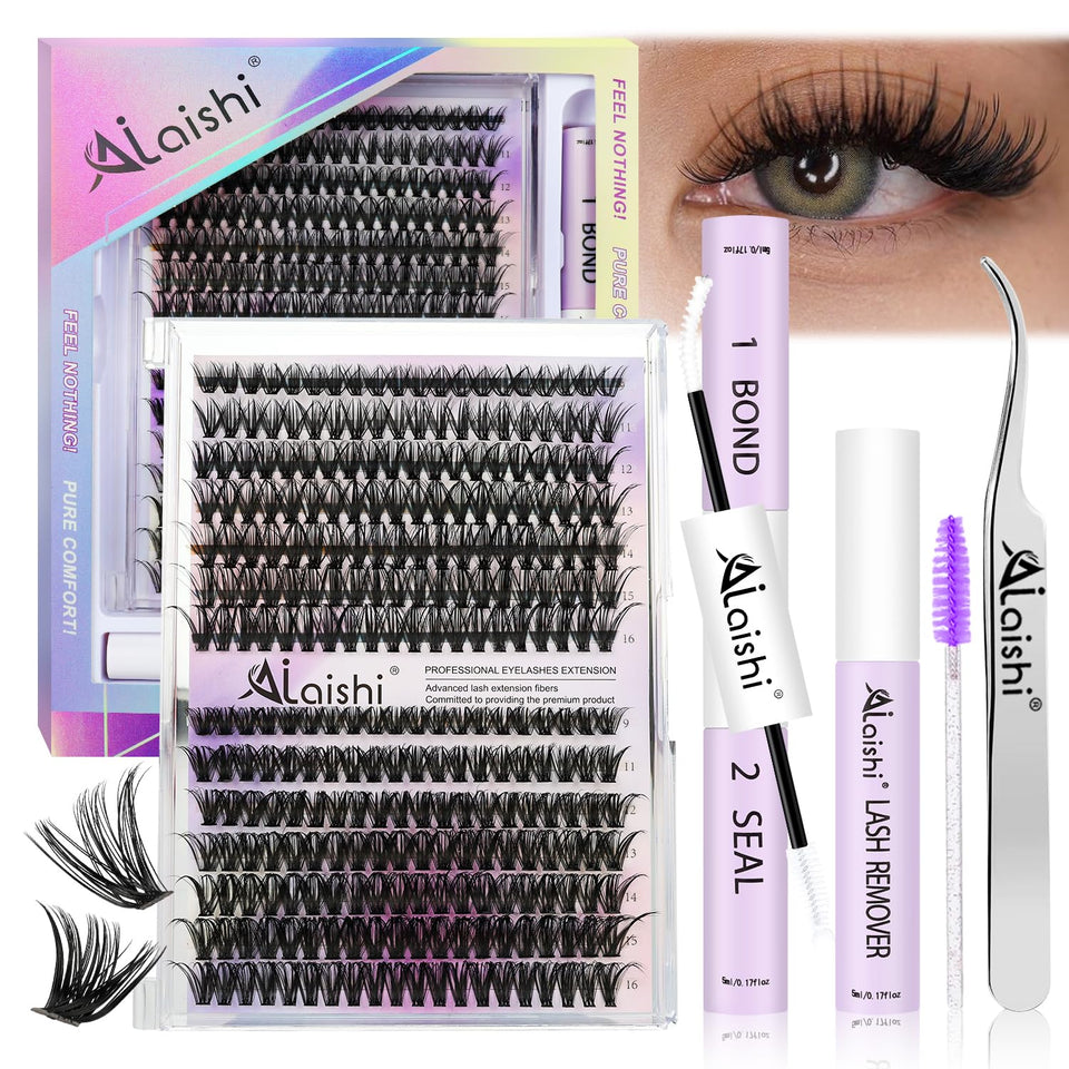 AILAISHI lash clusters kit with precision tweezers for precise placement