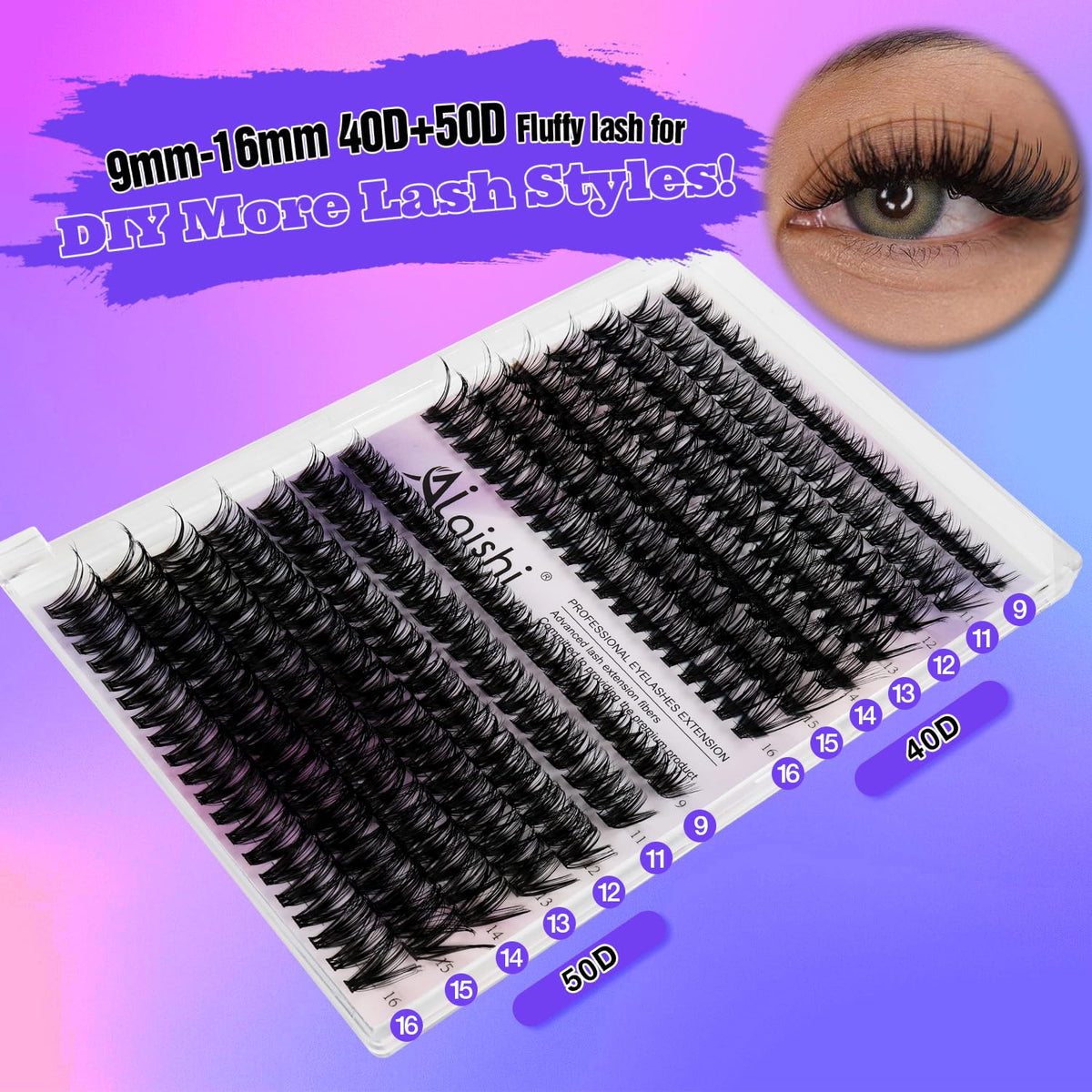 AILAISHI 9-16mm wispy to fluffy 2-in-1 lashes for versatile styling