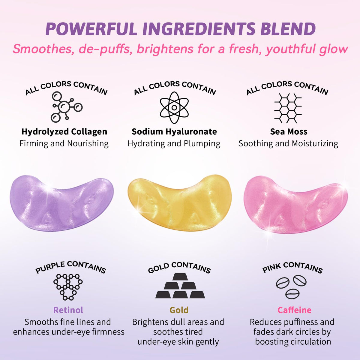 AILEORY caffeine eye patches help reduce puffiness and dullness near the eyes