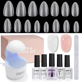 AILLSA almond nail kit with UV lamp enables quick at home manicures
