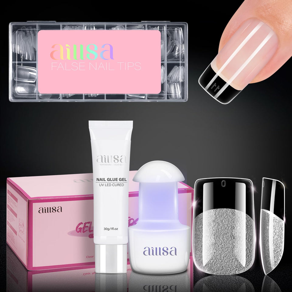 AILLSA gel nail kit with short square tips for precise extensions