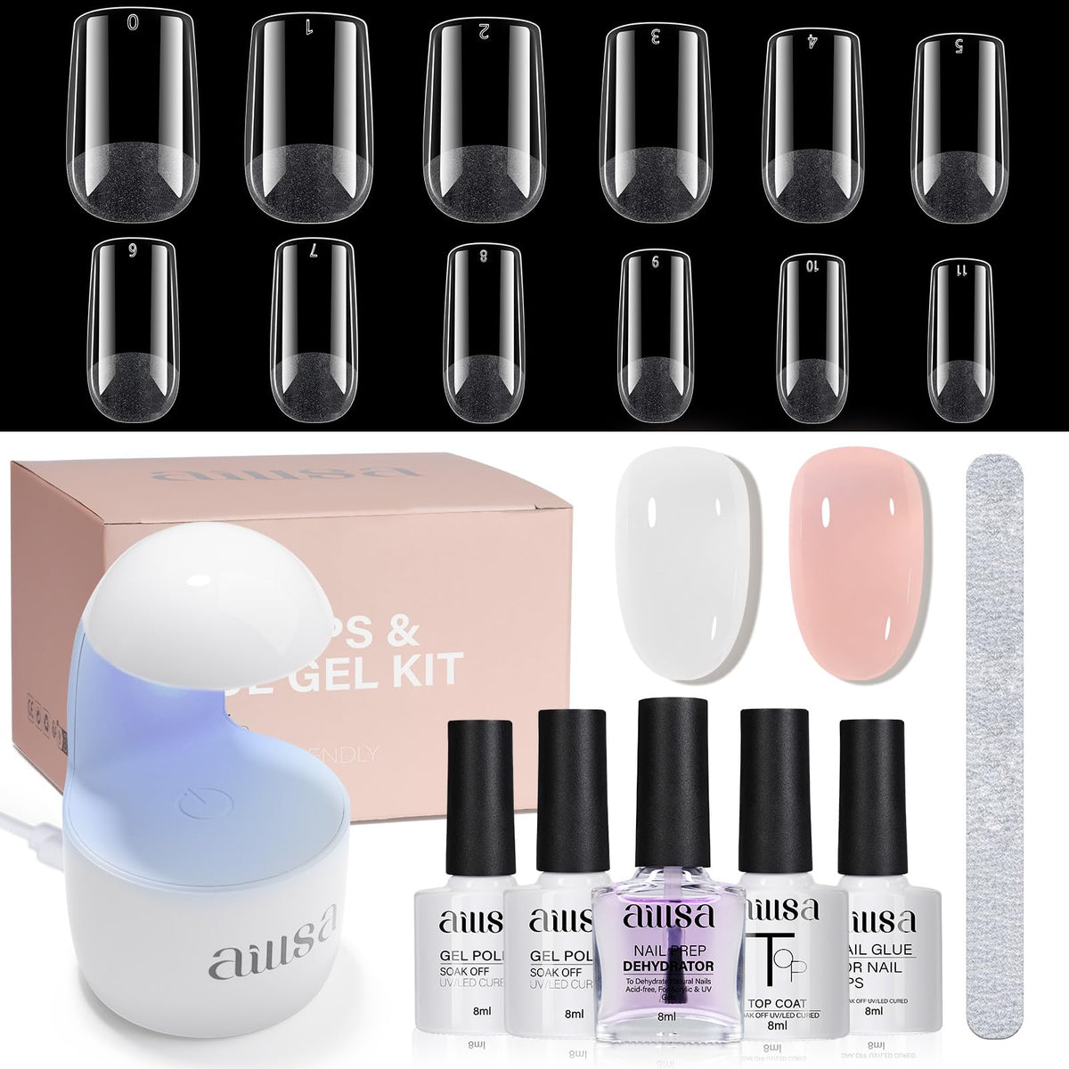 AILLSA gel nail tips kit 240pcs for complete at-home manicure and durable nails