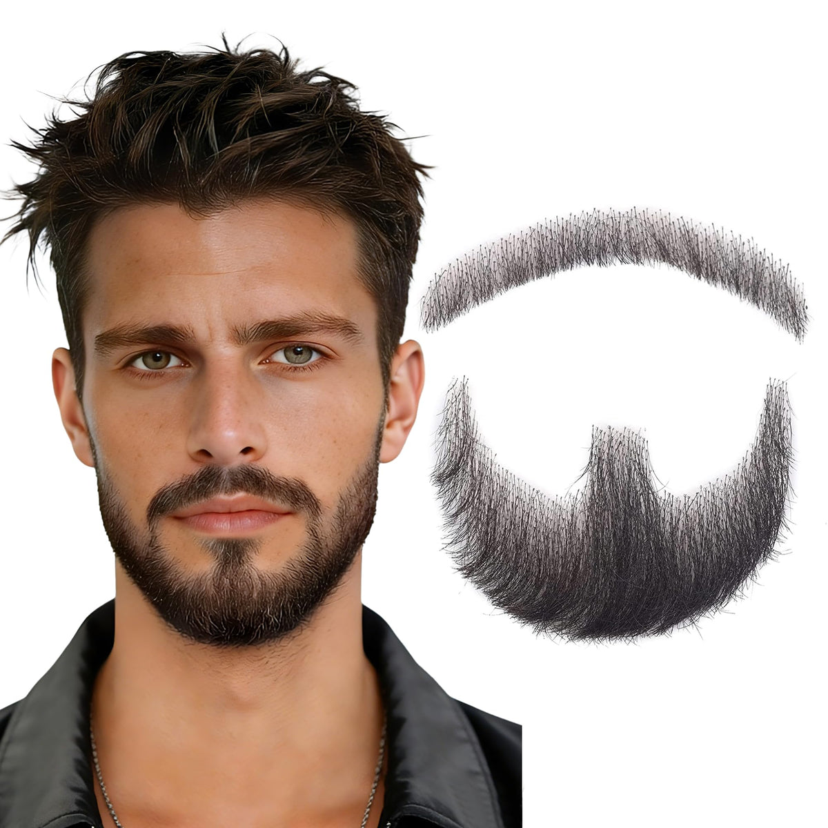 Ailsa fake mustache front view with realistic 100% human hair