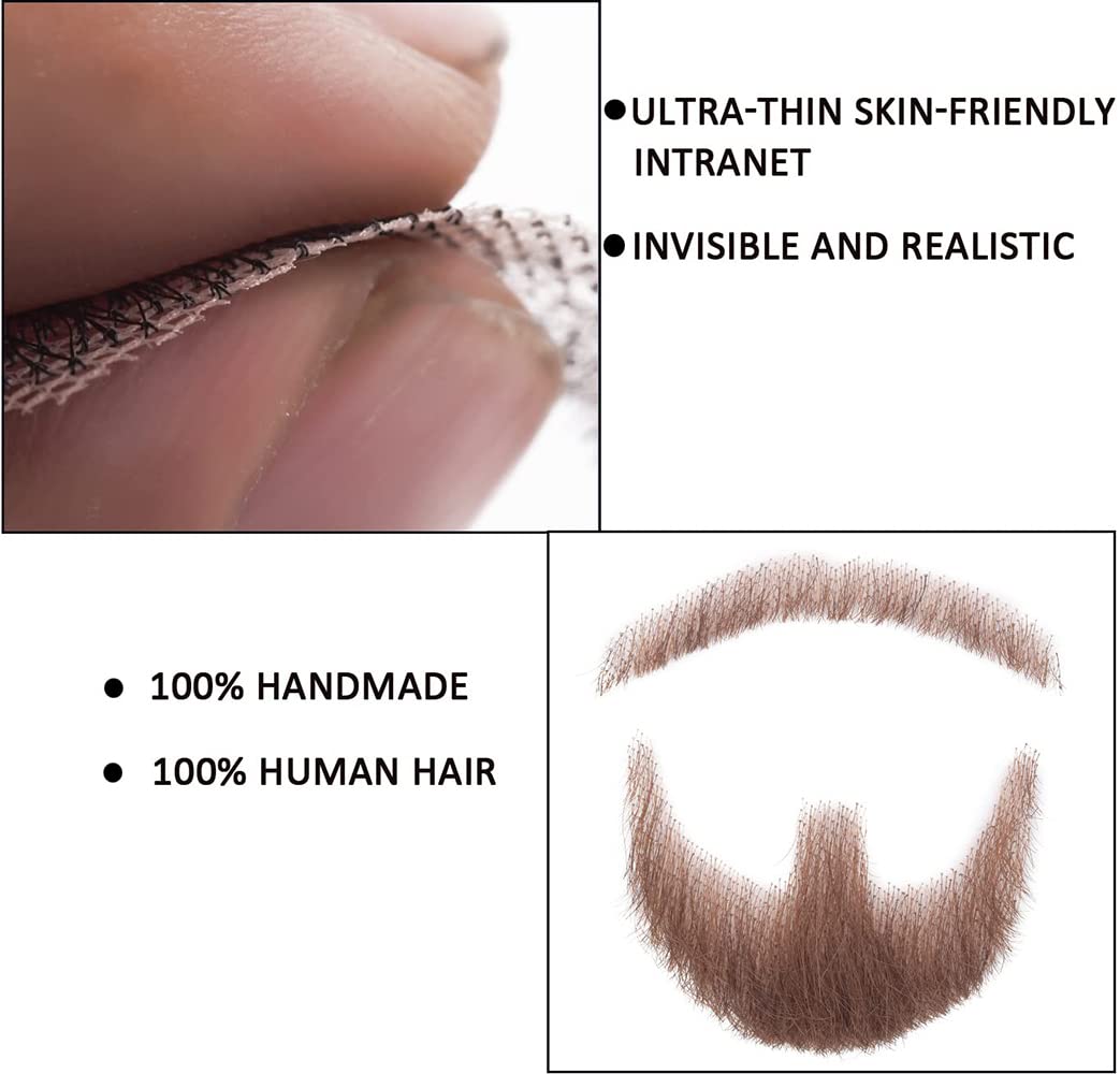 Ailsa glue-on facial hair with included double-sided stickers for quick transformation