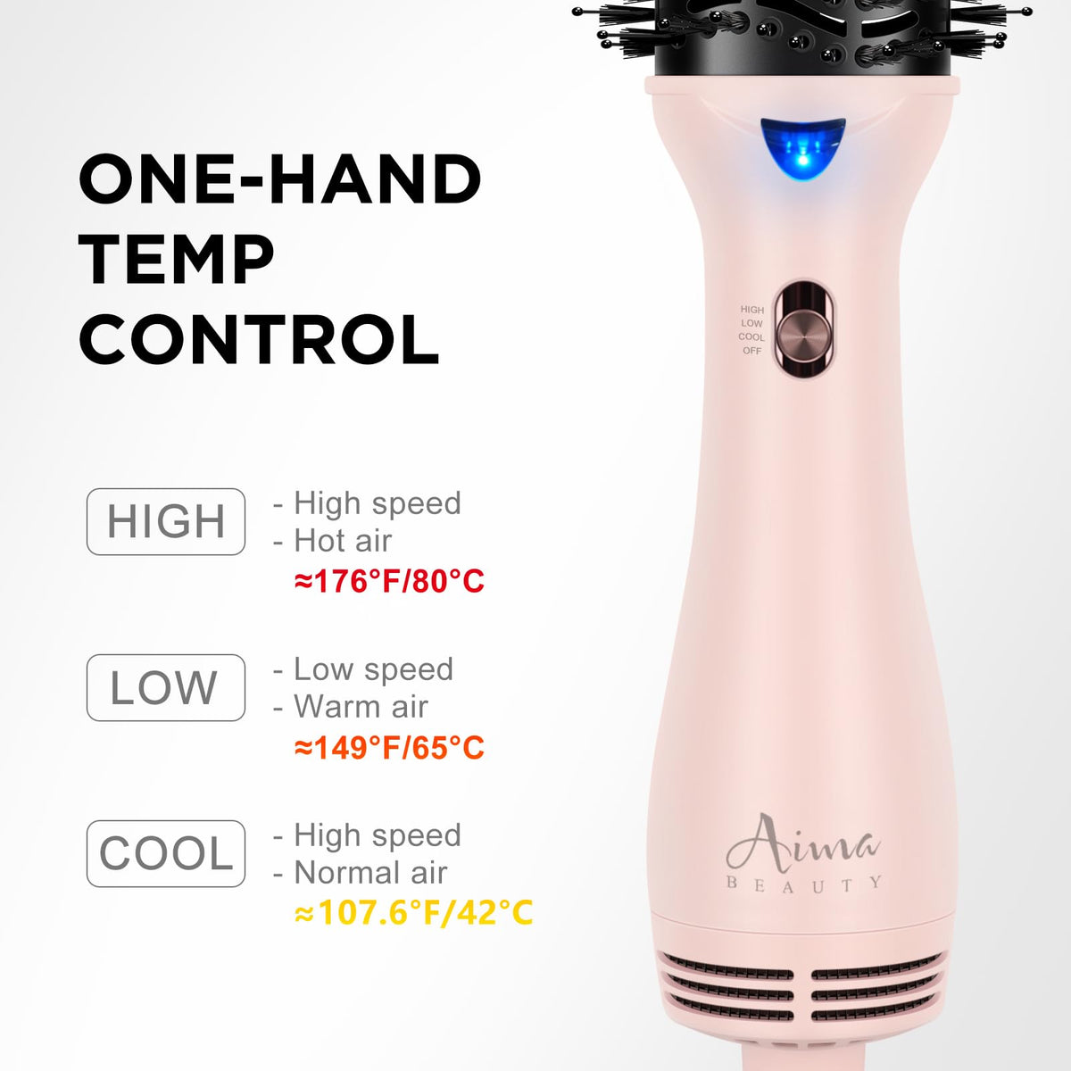 Aima Beauty 360° swivel cord for flexible styling.