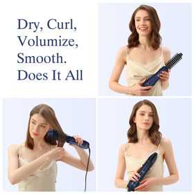 Aima Beauty 1-inch brush for short layers and root lift in use.