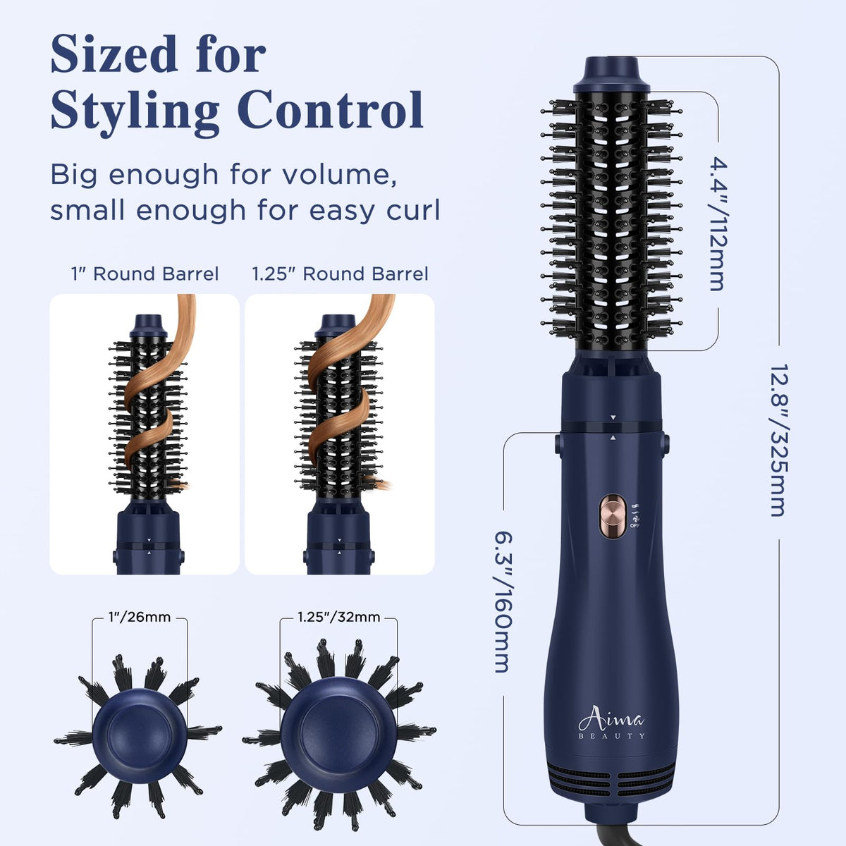 Aima Beauty ergonomic handle design for comfortable styling sessions.
