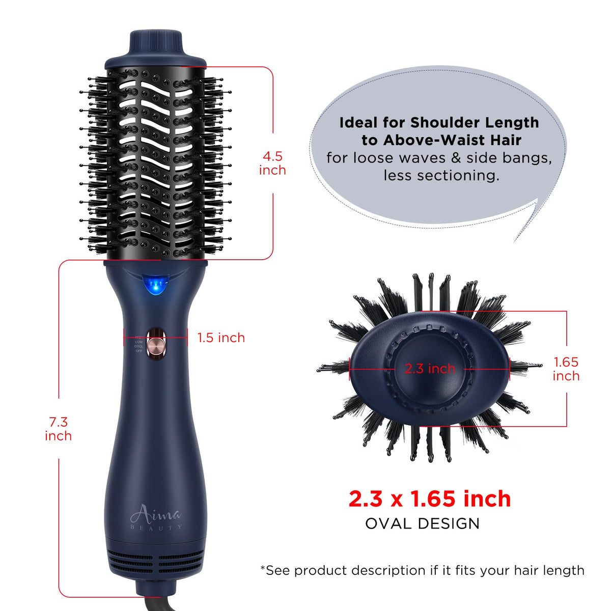 Aima Beauty ergonomic handle and anti-scalding tips for comfortable styling.