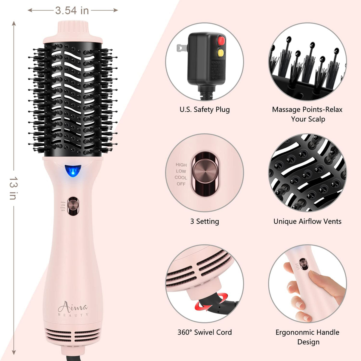 Aima Beauty ETL-certified hair dryer ensuring safety and reliability.