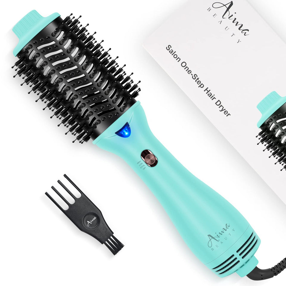 Aima Beauty hot air brush with oval brush for smooth, voluminous roots-to-tips.