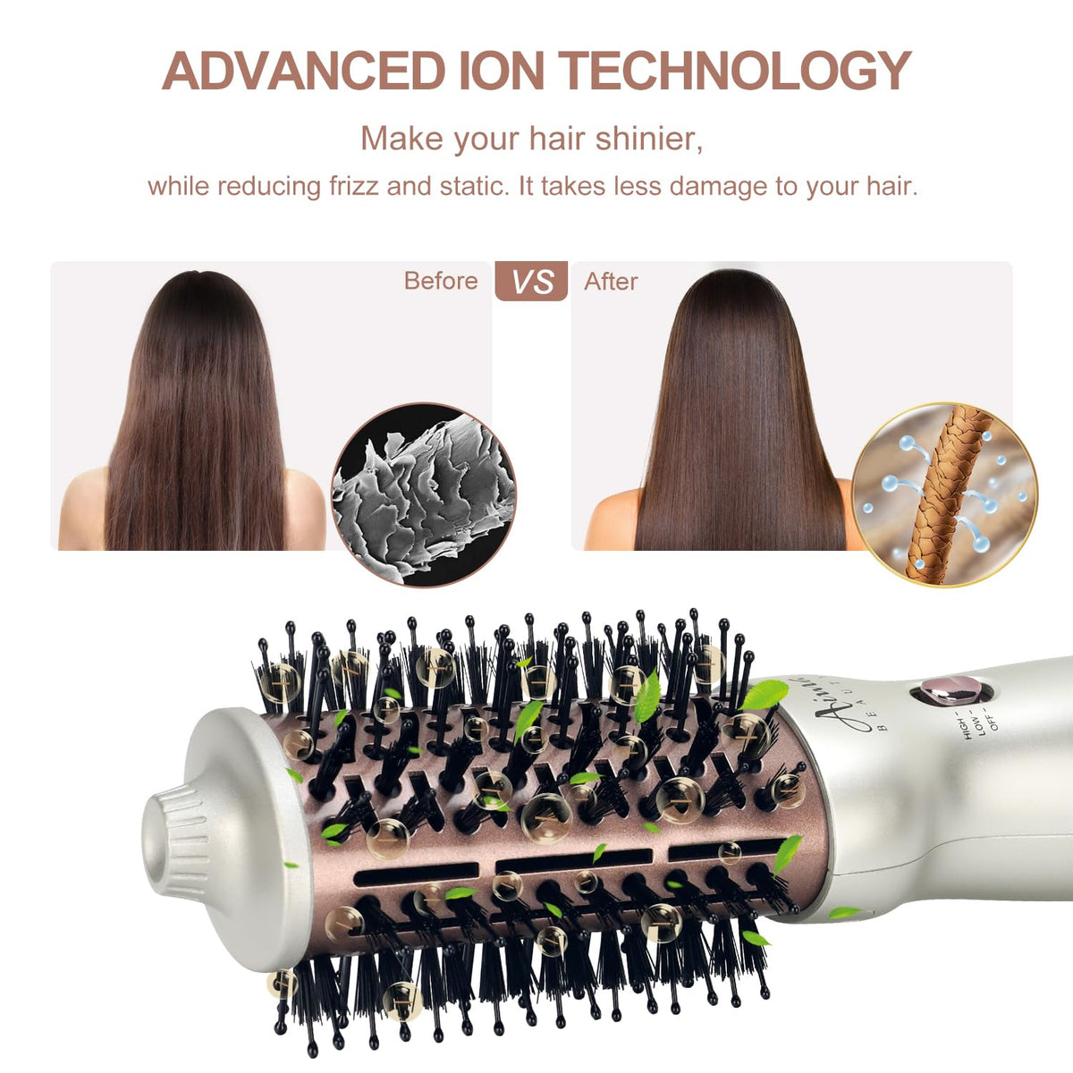 Aima Beauty nylon pins and tufted bristles detangle with ease.