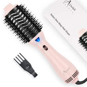 Aima Beauty One-Step Hair Dryer and Volumizer in pink for fast, voluminous styling.