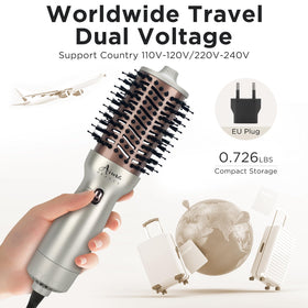 Aima Beauty oval-shaped styler enabling quick one-step straightening and curling.