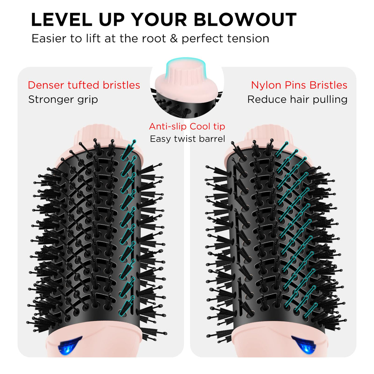 Aima Beauty volumizing brush in action delivering smooth volume.