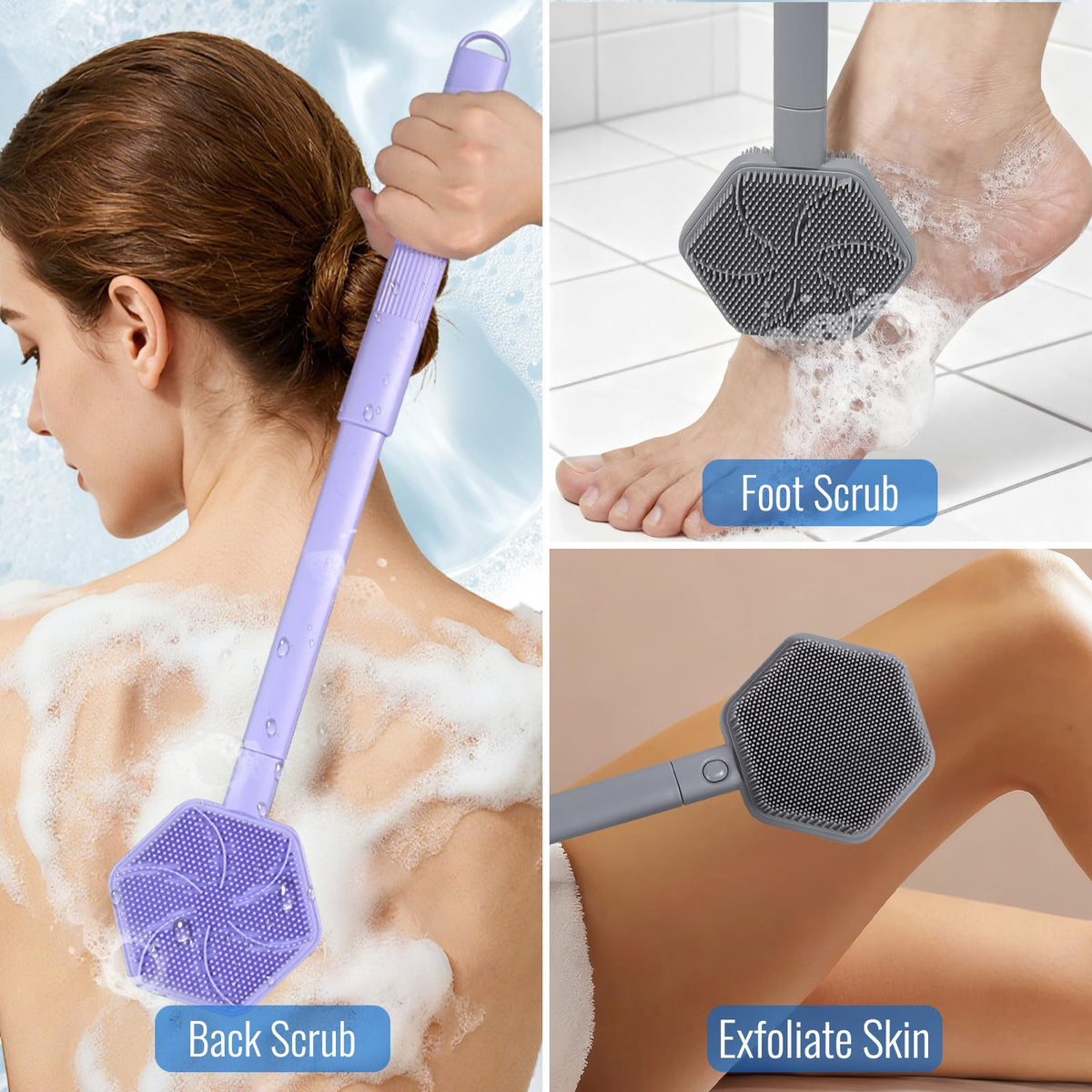 AIMAIAIMAI back scrubber with textured non-slip grip for control