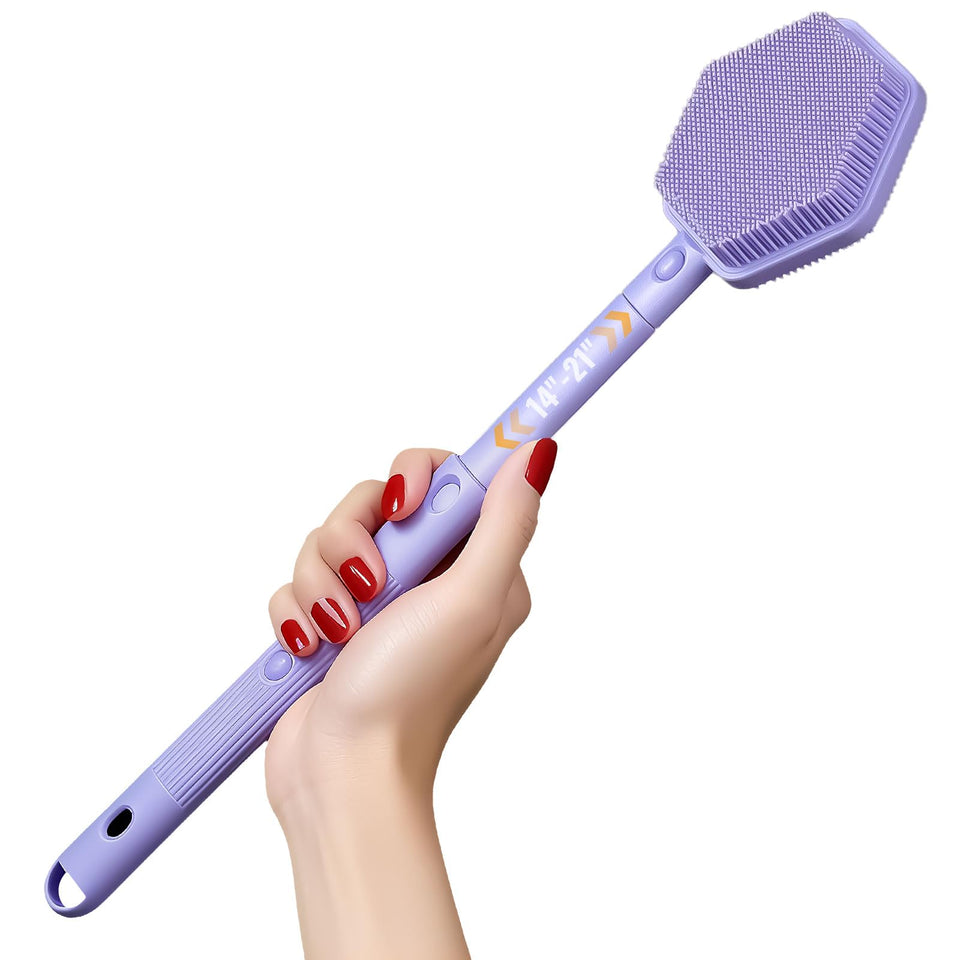 AIMAIAIMAI silicone back scrubber with extendable handle reaches hard-to-clean areas