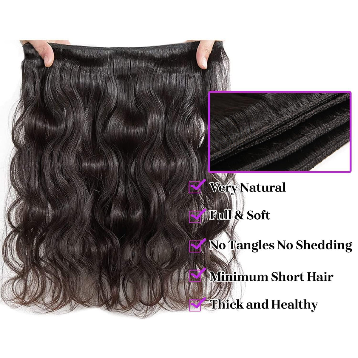 AIMAKER 12A body wave bundles 20in ready to style in natural black
